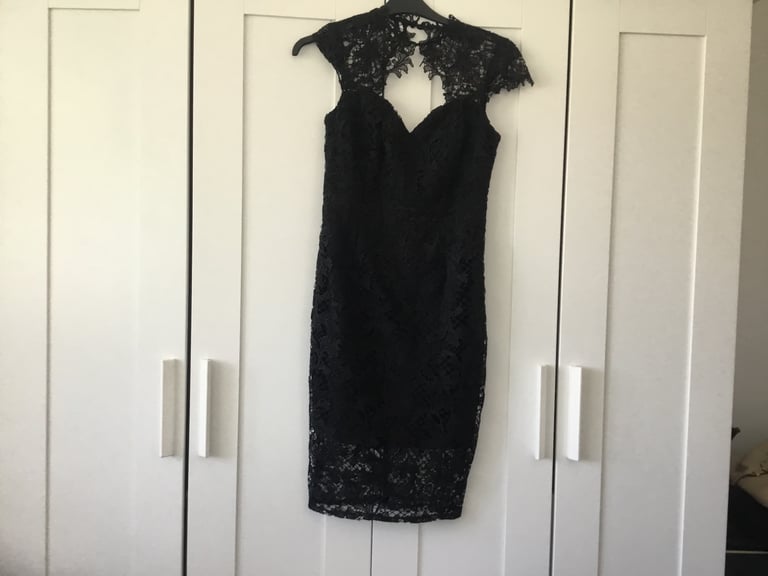 Ladies black lace lipsy dress size 10