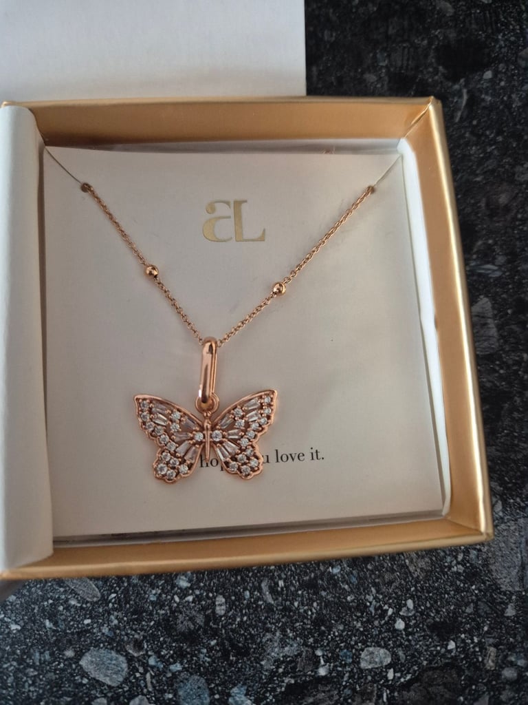 2x Abbott Lyon Crystal Butterfly Sphere Chain Necklace