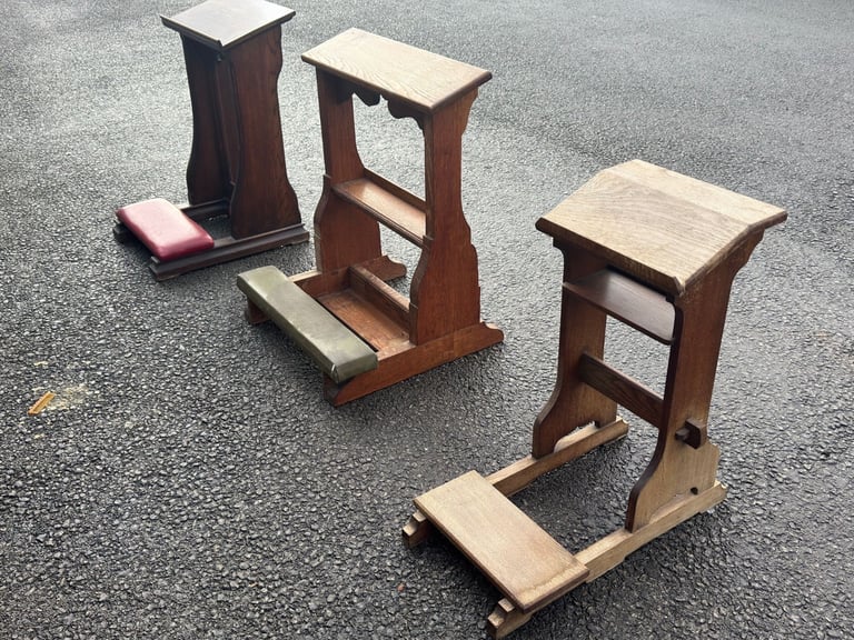 image for Antique wooden hassocks / prayer support