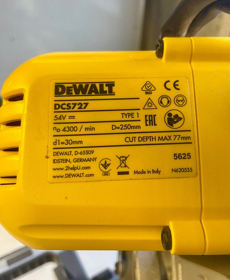 DeWalt DCS727N 54V XR Flexvolt 250mm Double Bevel Slide Mitre Saw (Body Only)