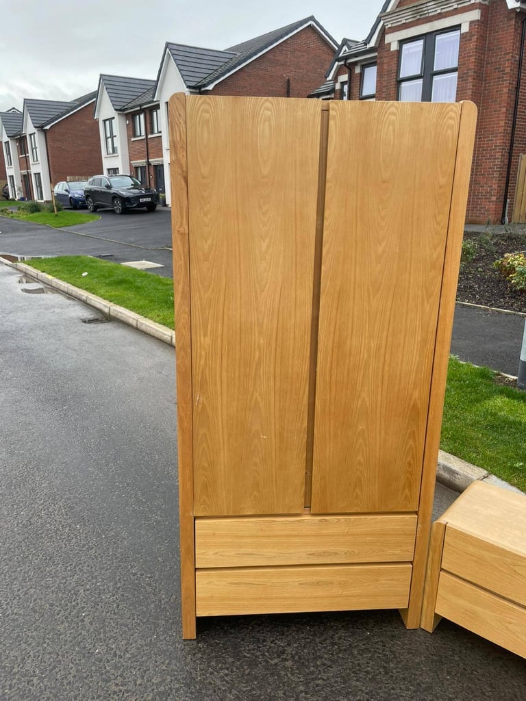 Bedroom suite Modern combination wardrobe £139  5 drawers chest of drawers £75 Bedside locker £20