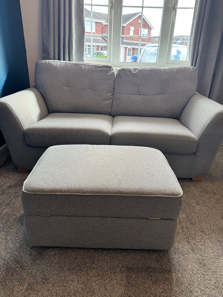 DFS Grey Sofa, Armchair and Footstool 
