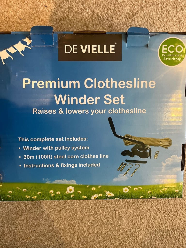 De Vielle premium clothesline winder set 
