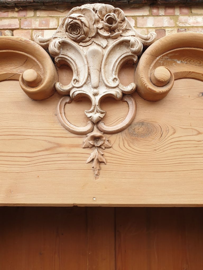 Elegant Antique French Armoire Two Door Wardrobe solid stripped pine wood