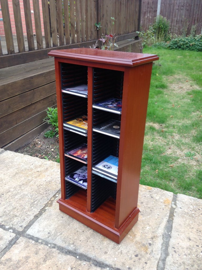 image for CD storage tower shelves , mahogany , solid