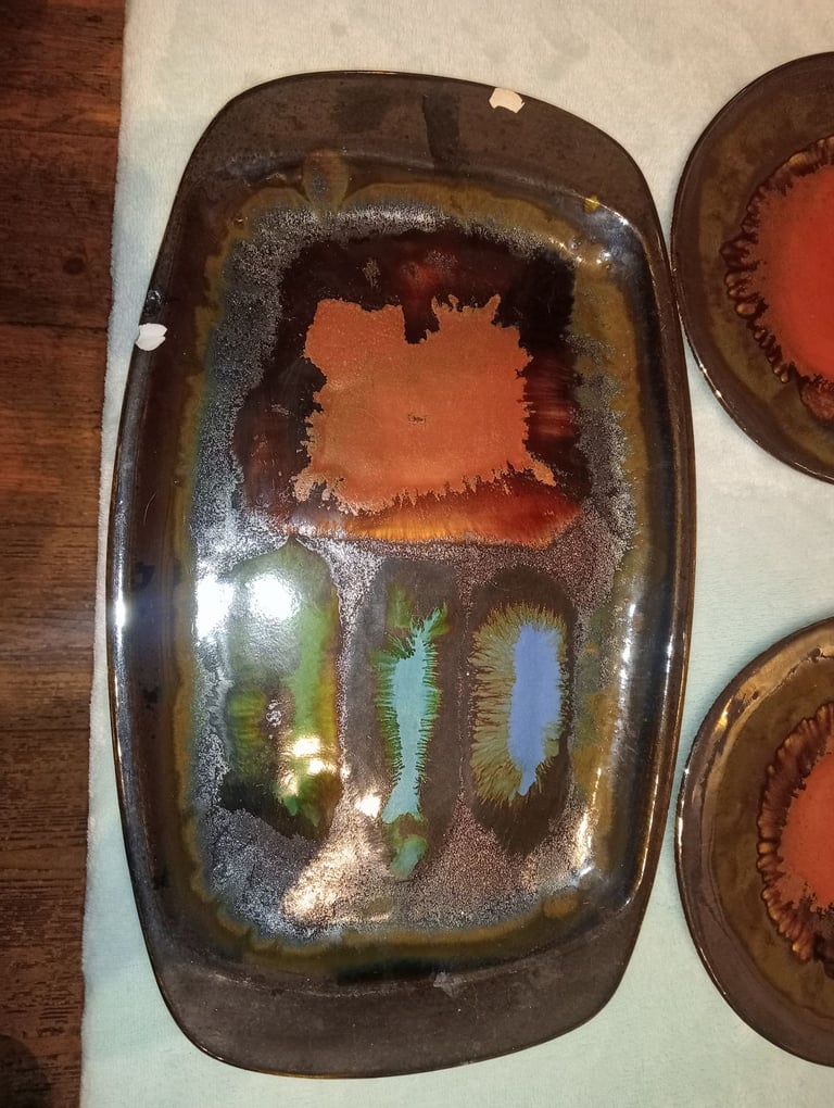 1960s / 1970s Newlyn pottery Eric Leaper Splash Plates 