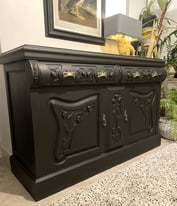 Newly refurbished large solid wood antique art nouveau sideboard black
