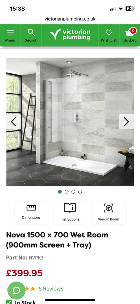 Stone Shower tray and glass screen 