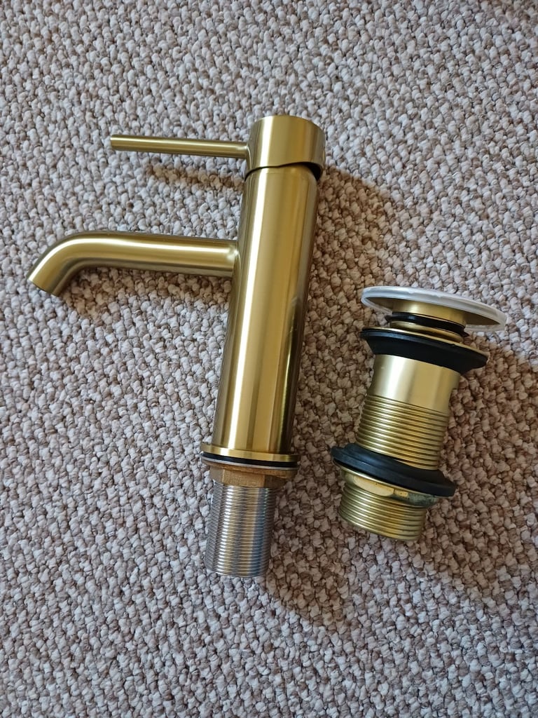image for Brushed Brass Basin Sink Mixer tap 