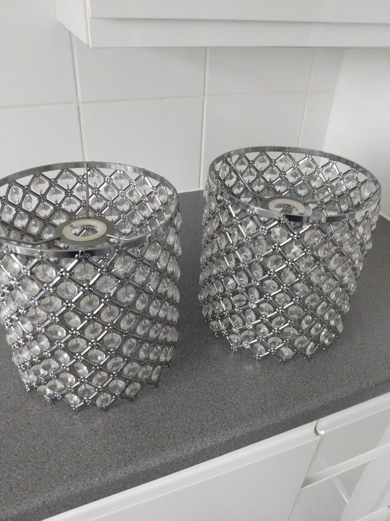 image for 2 pendant crystal effect hanging lampshades