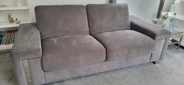 Luxury Designer Grey Textured Velvet 3 seater sofa, Made in Italy, (2 AVAILABLE) New Trend Concepts