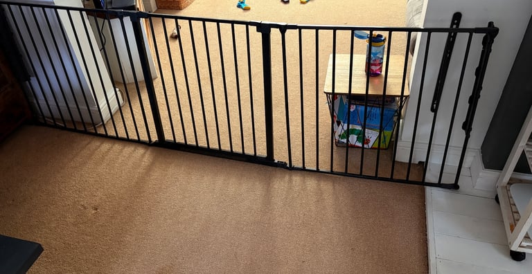image for Extra Large black stair gate /fire guard/pet gate/room divider. Black