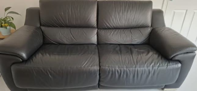 image for Black Harveys recliner real leather sofa can deliver 
