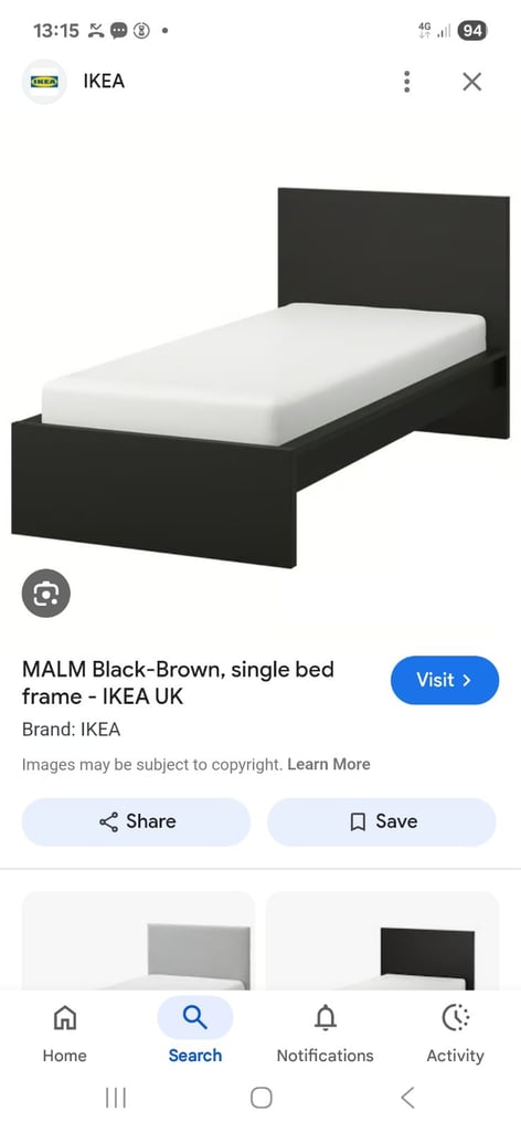 Single Ikea bed delivery available 