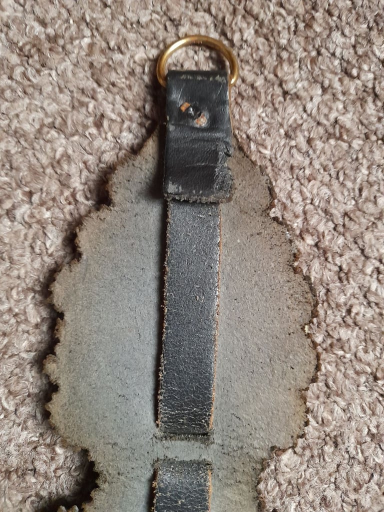 5 Vintage & Antique Brass Horse medallions on leather strap - bridle decoration