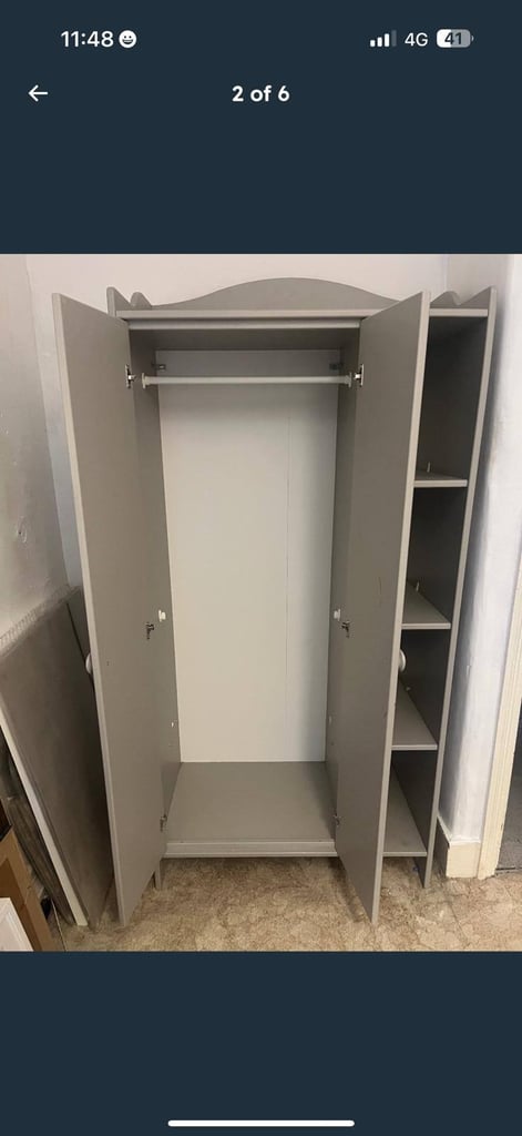 Grey wardrobe assembled free local delivery 