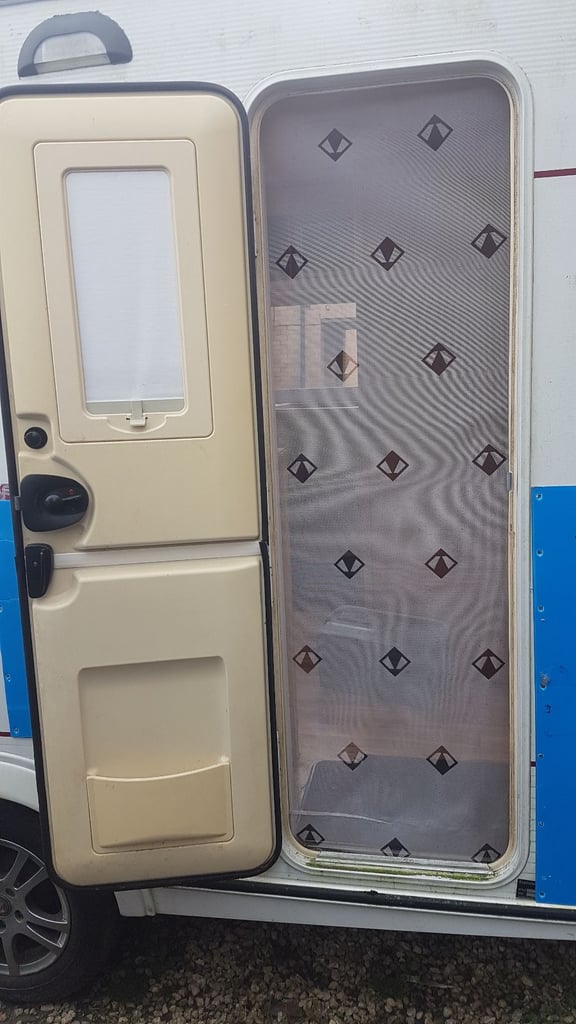 Main door fly nets for camper, caravan, motorhome or boat.