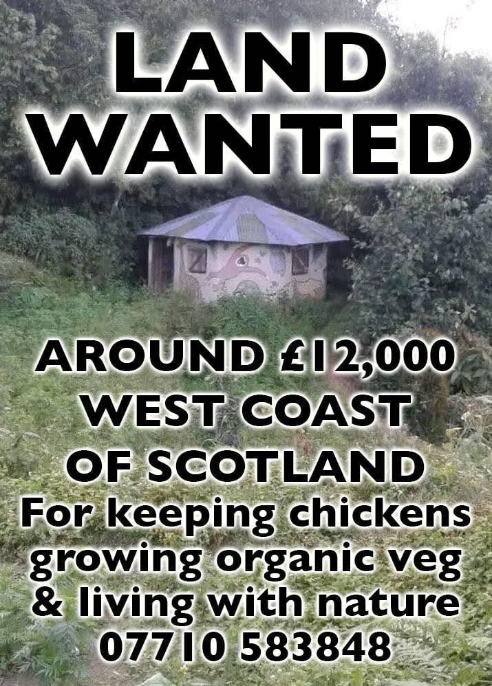 Land wanted for growing veg and keeping chickens 