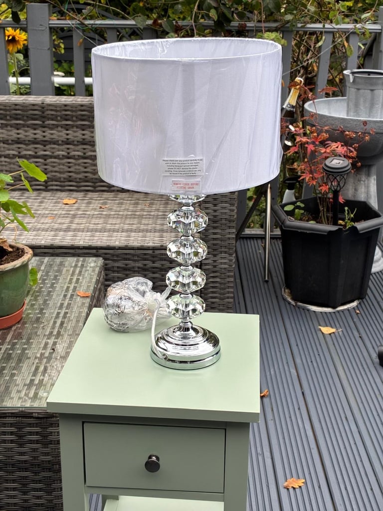image for The Lighting Book  OLEANA decorative modern polished chrome & crystal glass table lamp