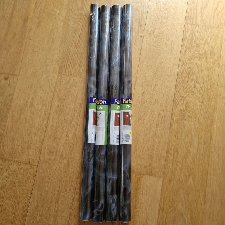 image for 8Mtrs of Self Adhesive Vinyl Wrap Film for Kitchen Worktops, Black Marble Effect. Brand new