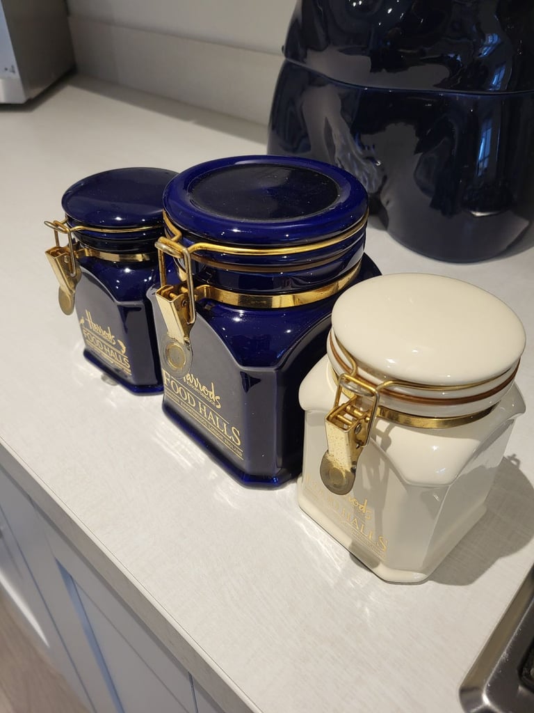 Harrods Knightsbridge Food Halls  Storage Jars Coffee/ Tea Canister Vintage