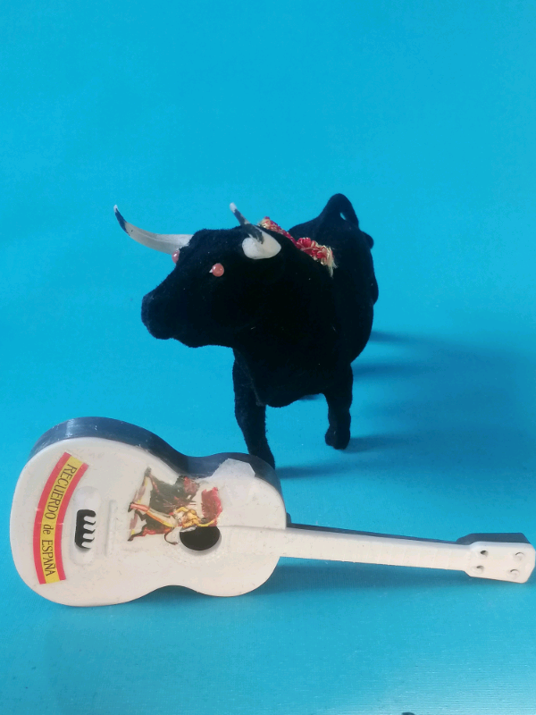 Vintage Bull figurine, Paper mache figurine, Vintage decor figurine. 