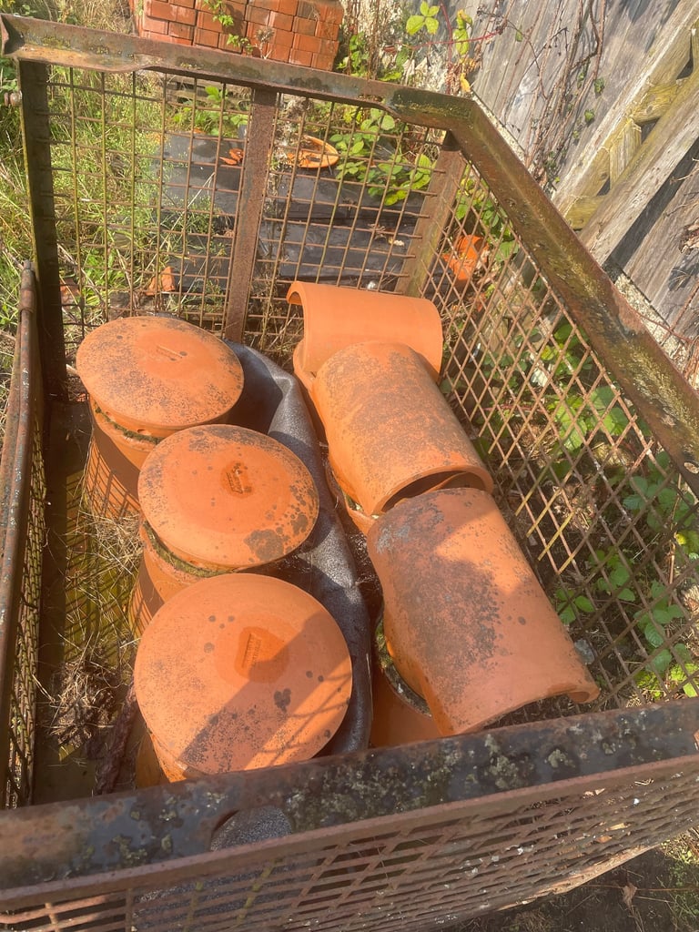 Red clay chimney pots hand made 