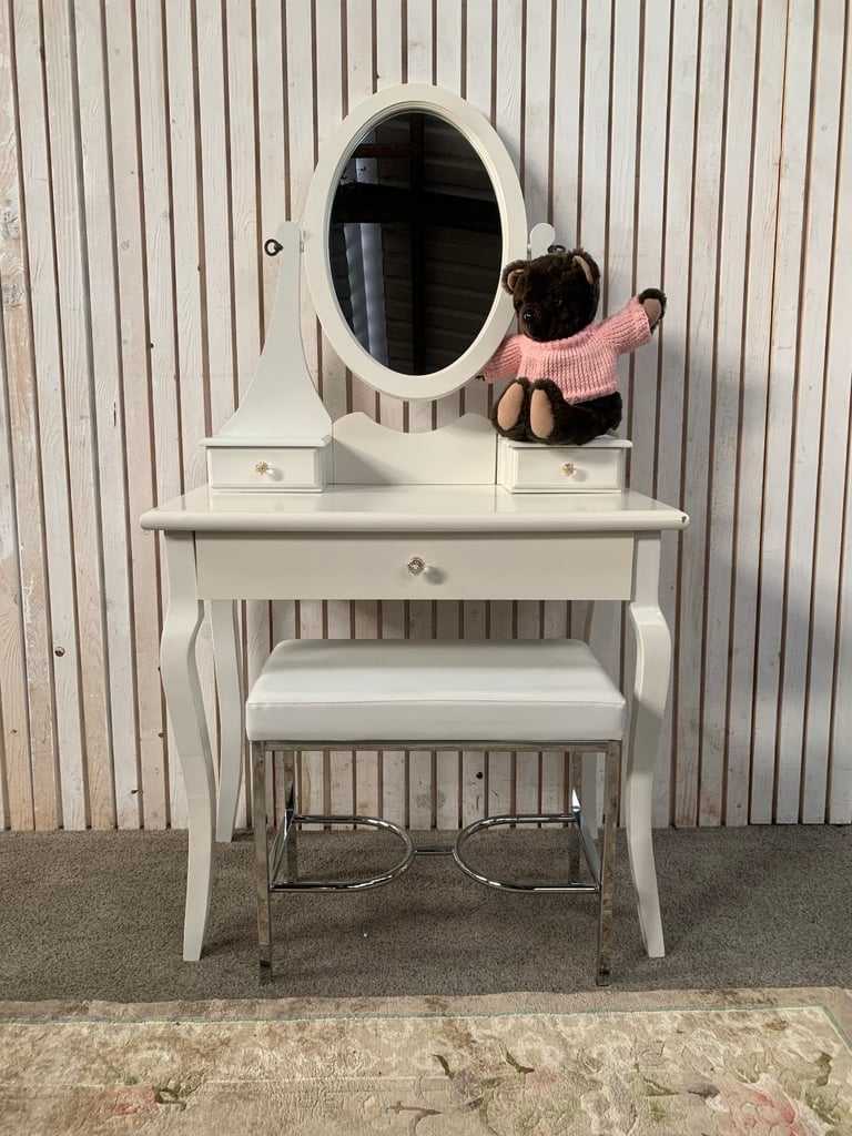 Dressing Table with Mirror and Stool White (IKEA HEMNES)