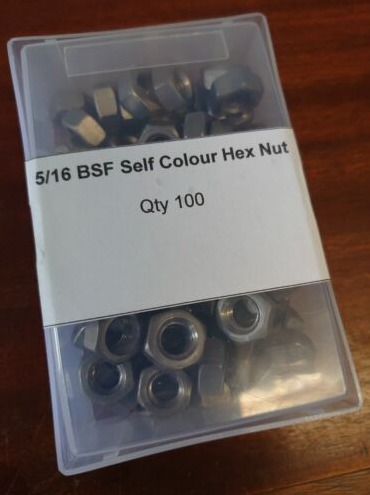 5/16 BSF self colour hex nuts