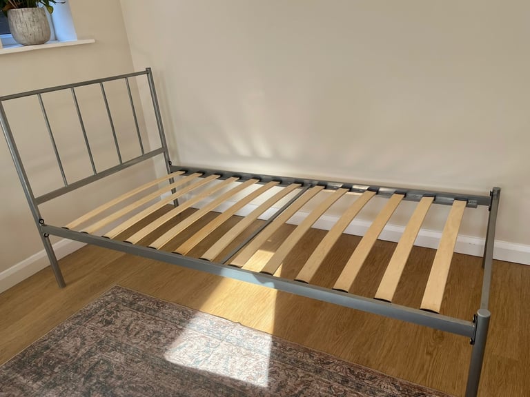 image for Single silver grey bed frame 