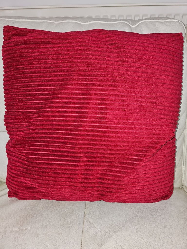 2 red velour cushions