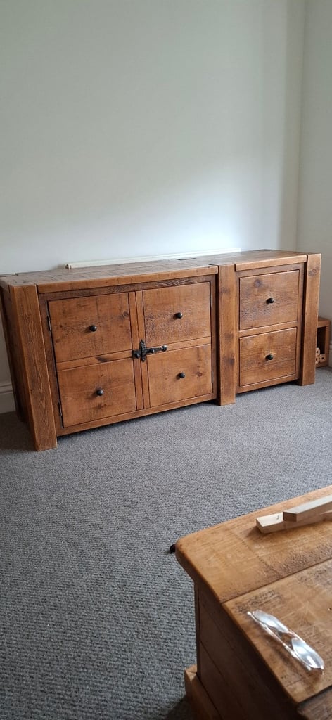 image for Indigo Furniture  Rustic chunky roughsawn Canadian pine Plank sideboard vgc