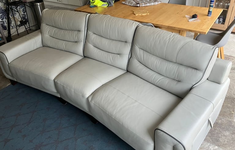 image for White/cream leather Sofa