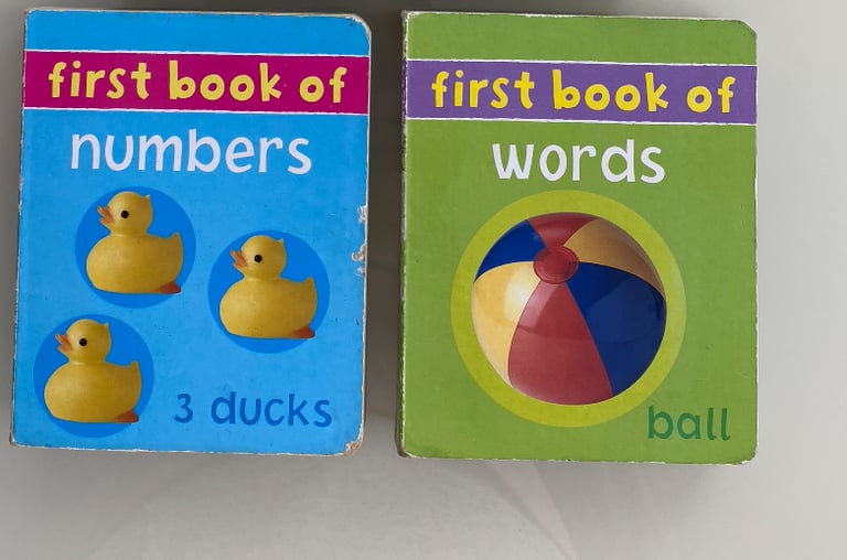 4 Wooden Kids Toddlers puzzles, first book of letters, shapes, numbers, words
