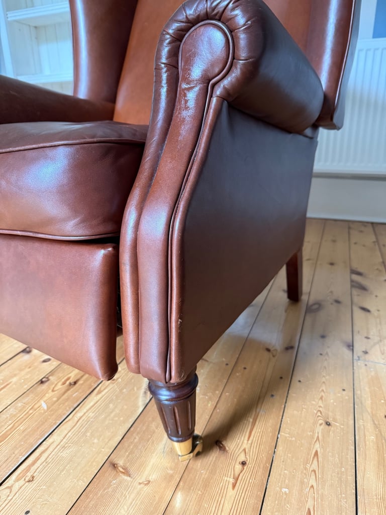 Laura Ashley Southwold leather reclining armchair in Mahogany