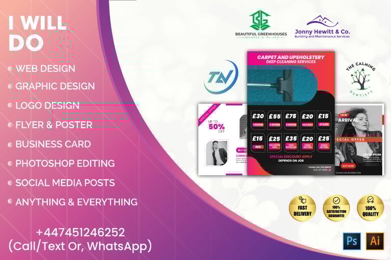 Graphic Design Logo design, Manu card design, Flyer design, Business