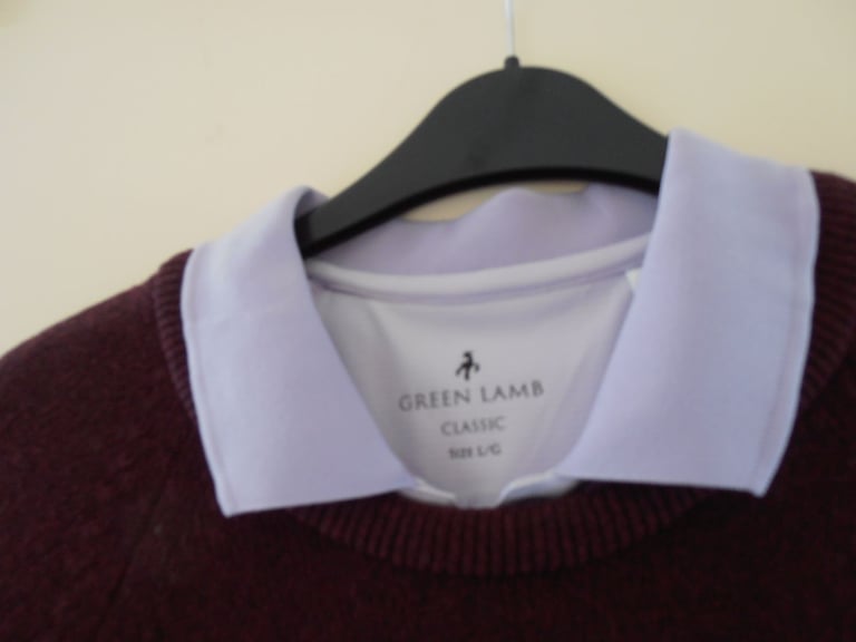 Ladies  GLENMUIR Jumper (M) & Green lamb Golfing Polo shirt in purple.