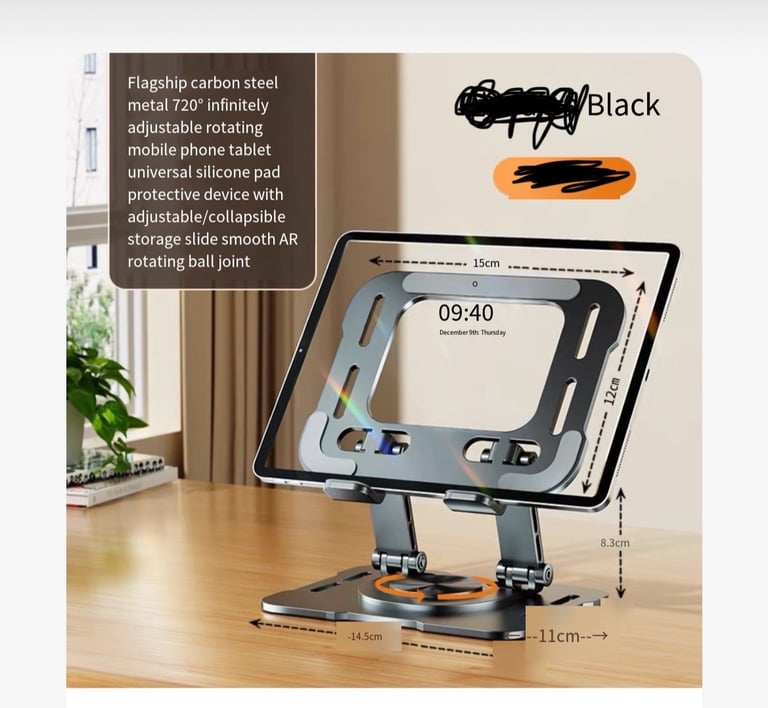image for 360° Adjustable Foldable iPad Stand Metal Holder for All  iPad