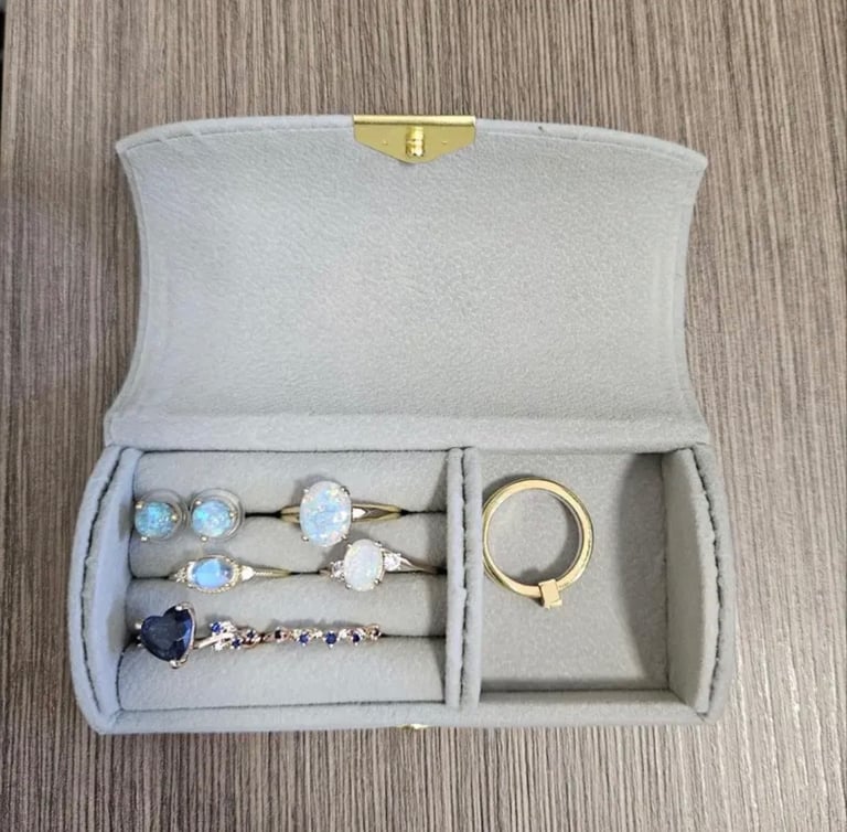 Compact jewelry box for travel Grey/ Dark Green