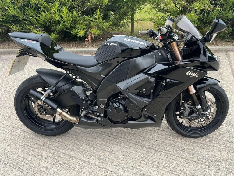 2008 08 KAWASAKI ZX 1000 ZX10 E8F NINJA ZX10R SPORTS BIKE BLACK STRAIGHT BARS