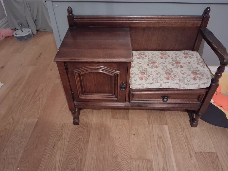 Vintage solid wood telephone seat