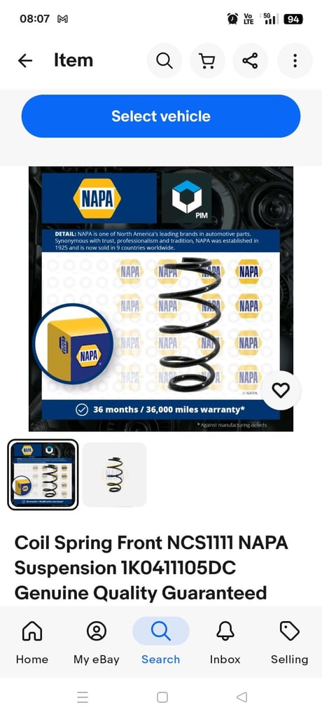 Napa NCS 1111  suspension springs X 2