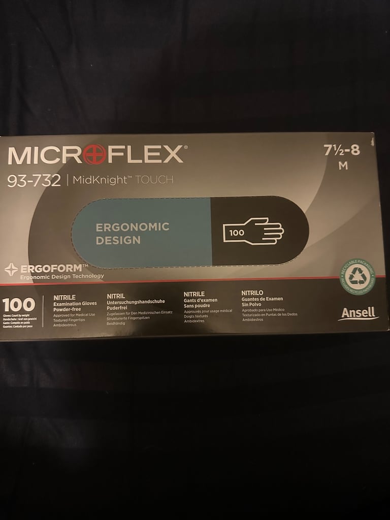 Ansell MICROFLEX Midknight Touch 93-732 Nitrile Gloves 5 boxes available 