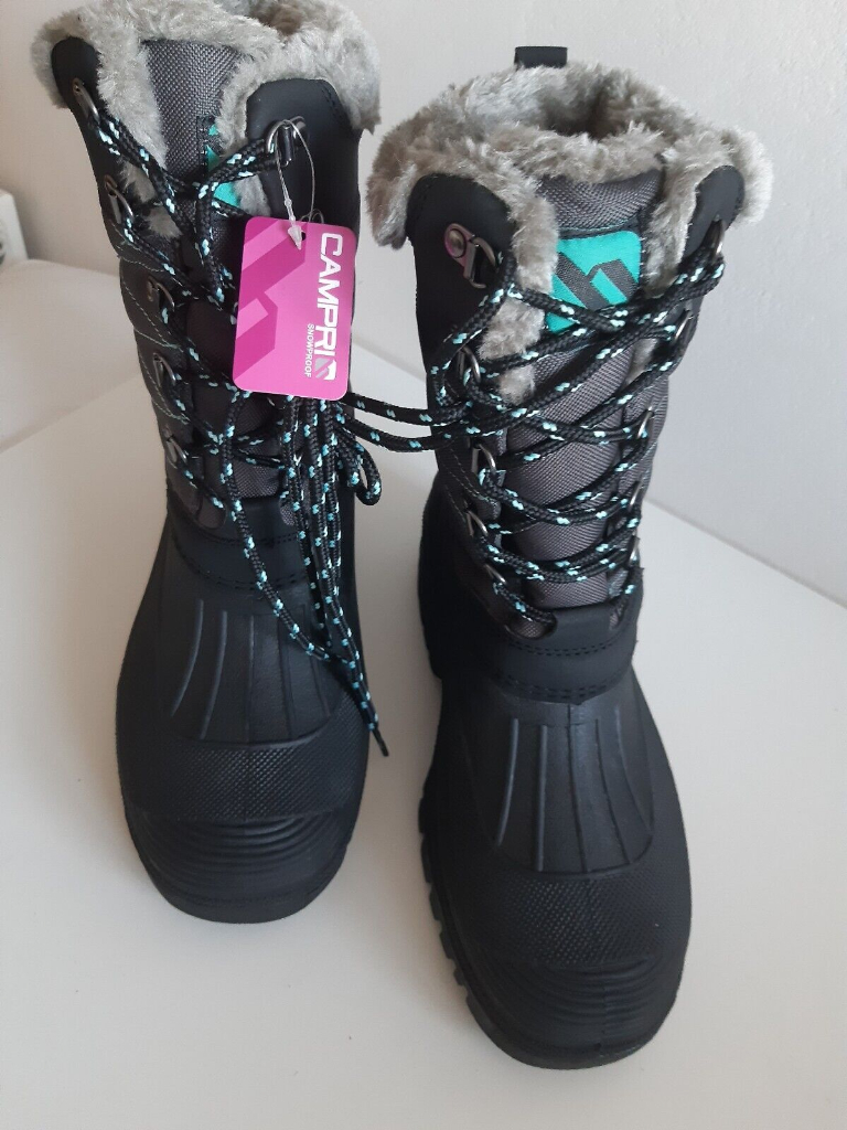 CAMPRI LADIES BLACK/TEAL LACE UP FAUX FUR LINED SNOW BOOT SIZE 6 NEW | in  Bournemouth, Dorset | Gumtree