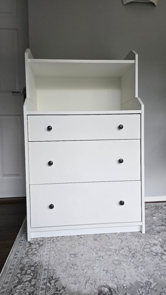 image for White ikea hauga chest of draws with shelf