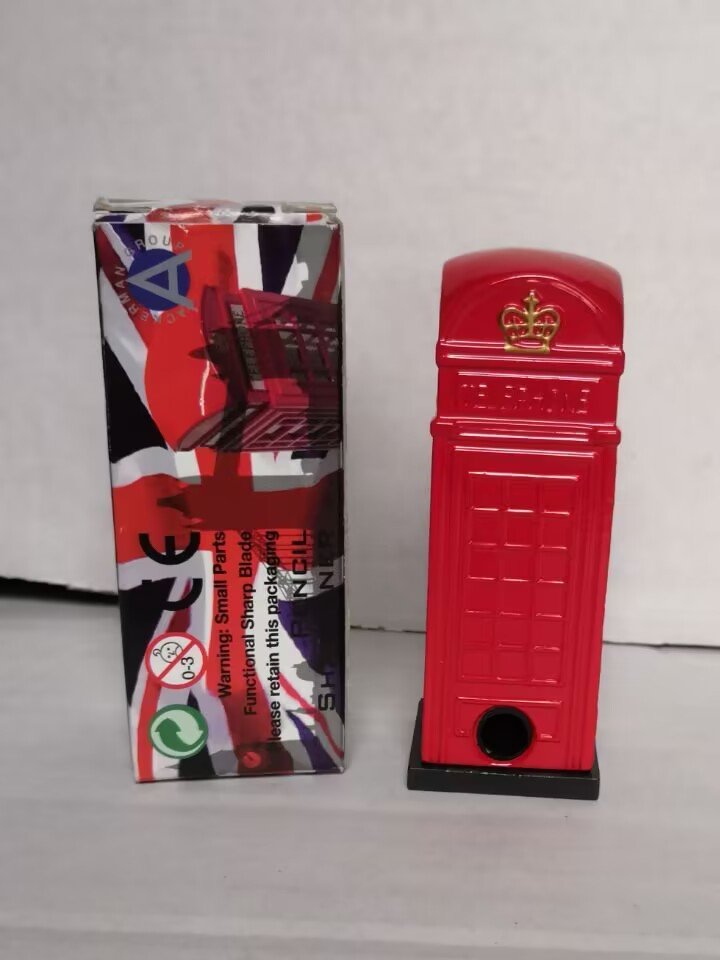 Die Cast Red London Telephone Box Pencil Sharpener with Box 8.5cm Unused  