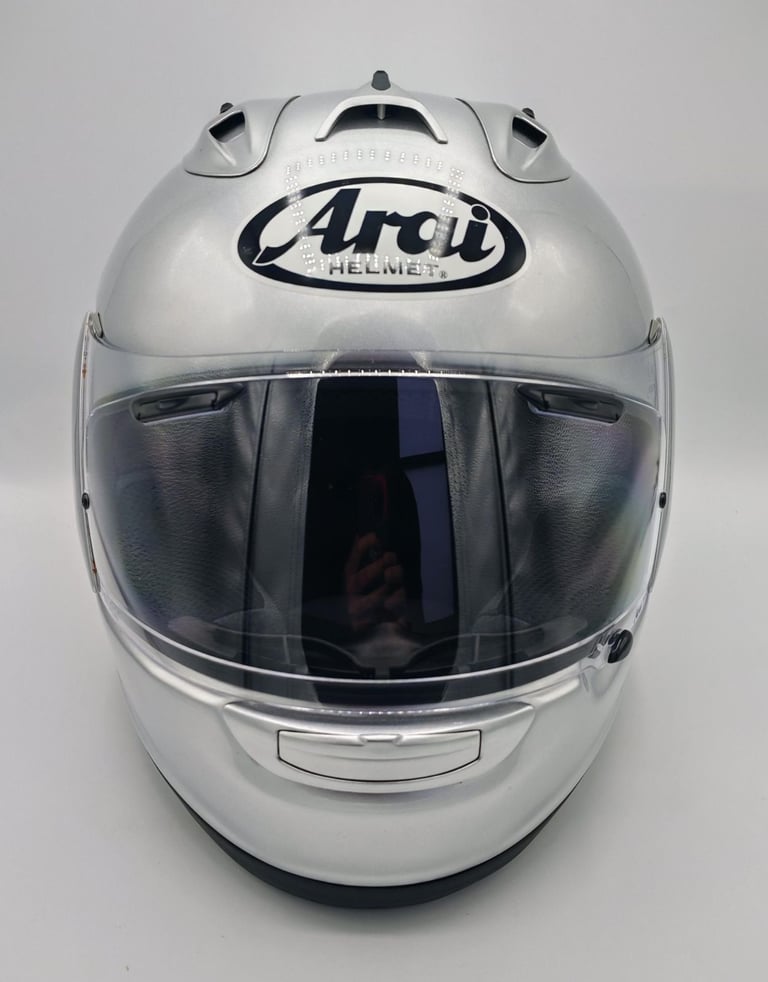 RARE #ARAI RX-7 GP - MOTORCYCLE HELMET - ALUMINIUM SILVER - LARGE - EXCEL COND
