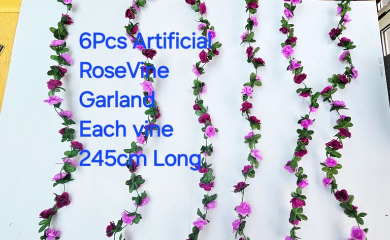 2Pcs Artifucal Flower RoseVine Garland Party Wedding Table Wall Decor Plum Decor