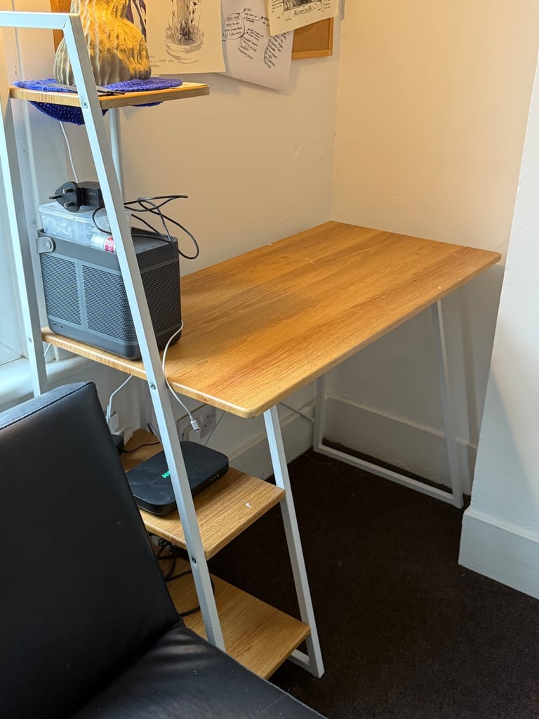 image for Modern Wooden Desk with Side Shelves – 102×50×74.5cm – £45 (ONO, collection E2)
