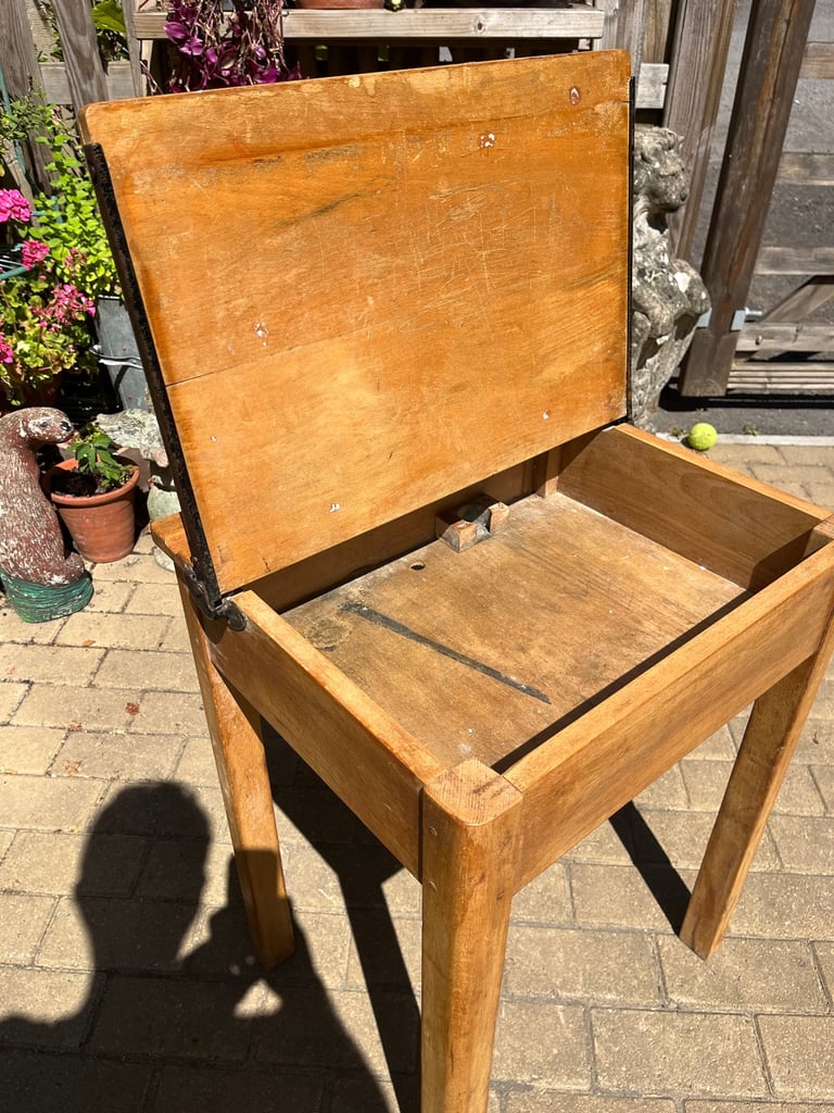 Vintage Wooden Single School Desk